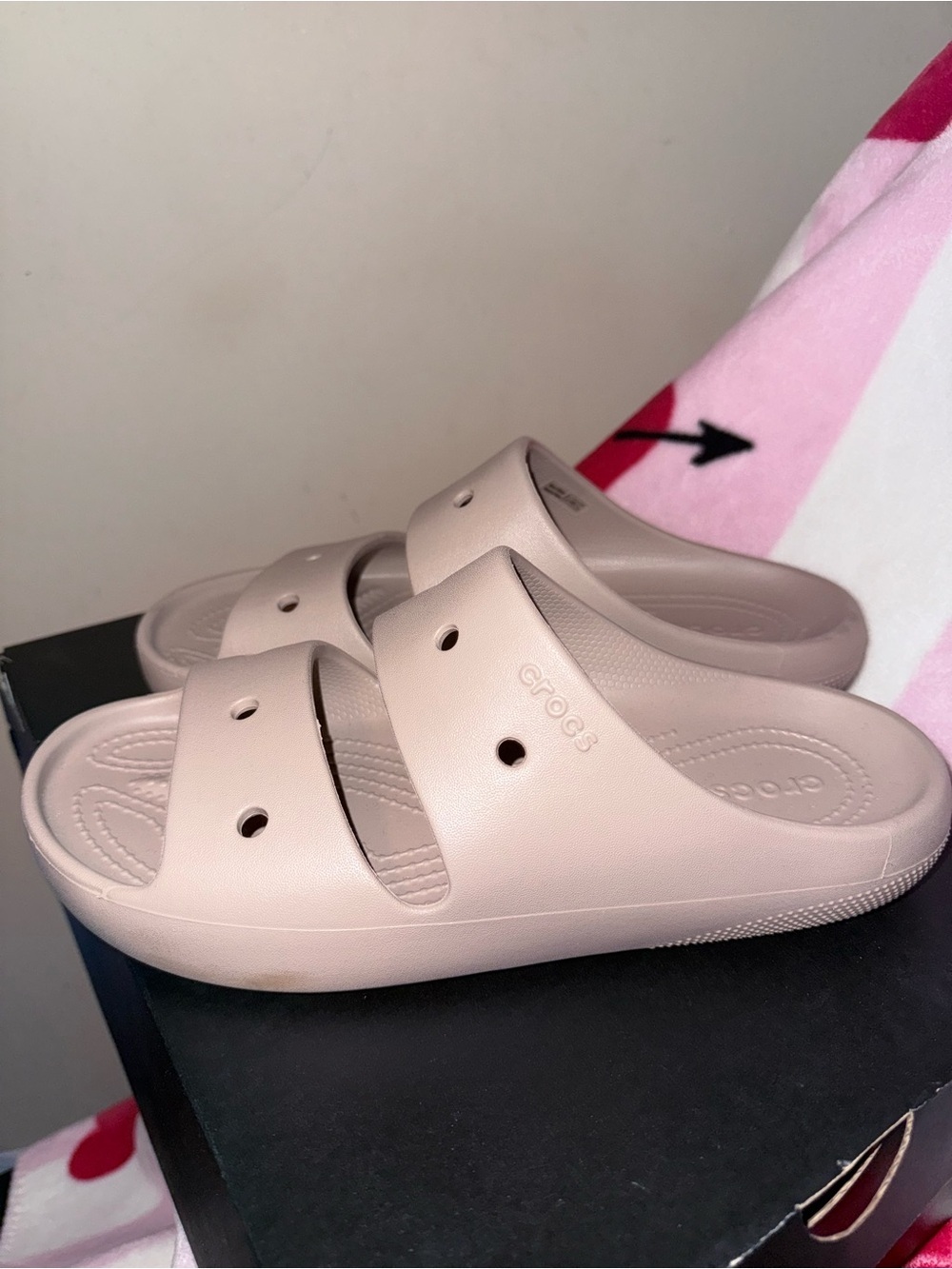 Crocs Dual-Strap Slide Sandal in Tan, Size 11 W/ 9 M